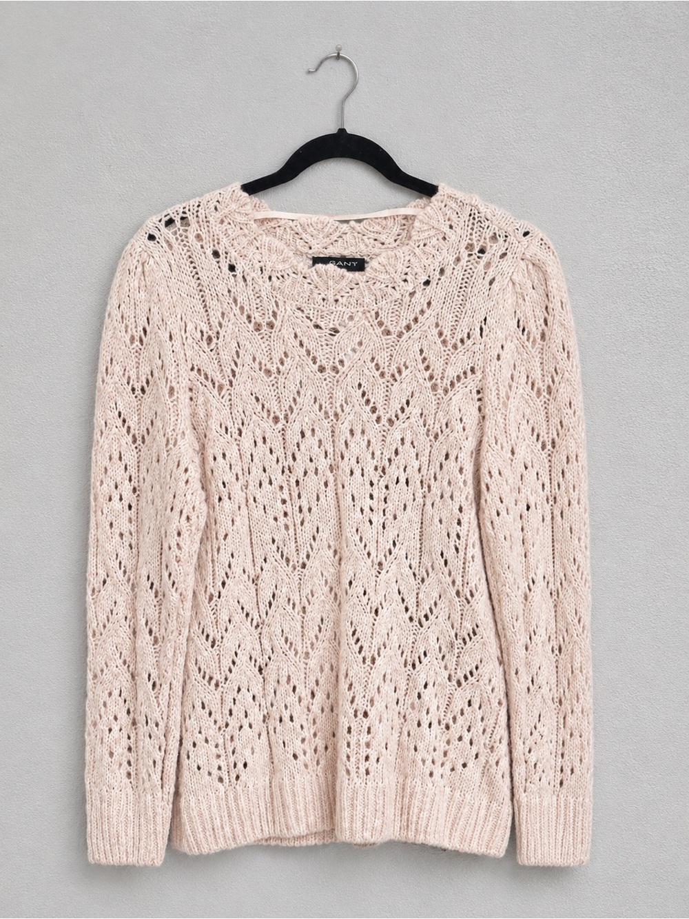 Lane Bryant Open-Knit Crewneck Sweater - Light Pink